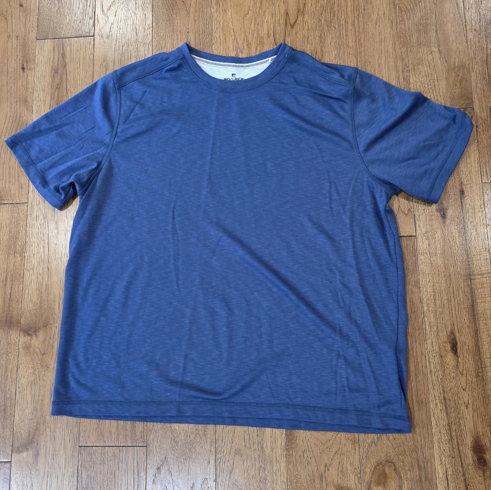Woolrich Super Soft Solid Blue Classic 100% Polyester Short Sleeve Tee Shirt